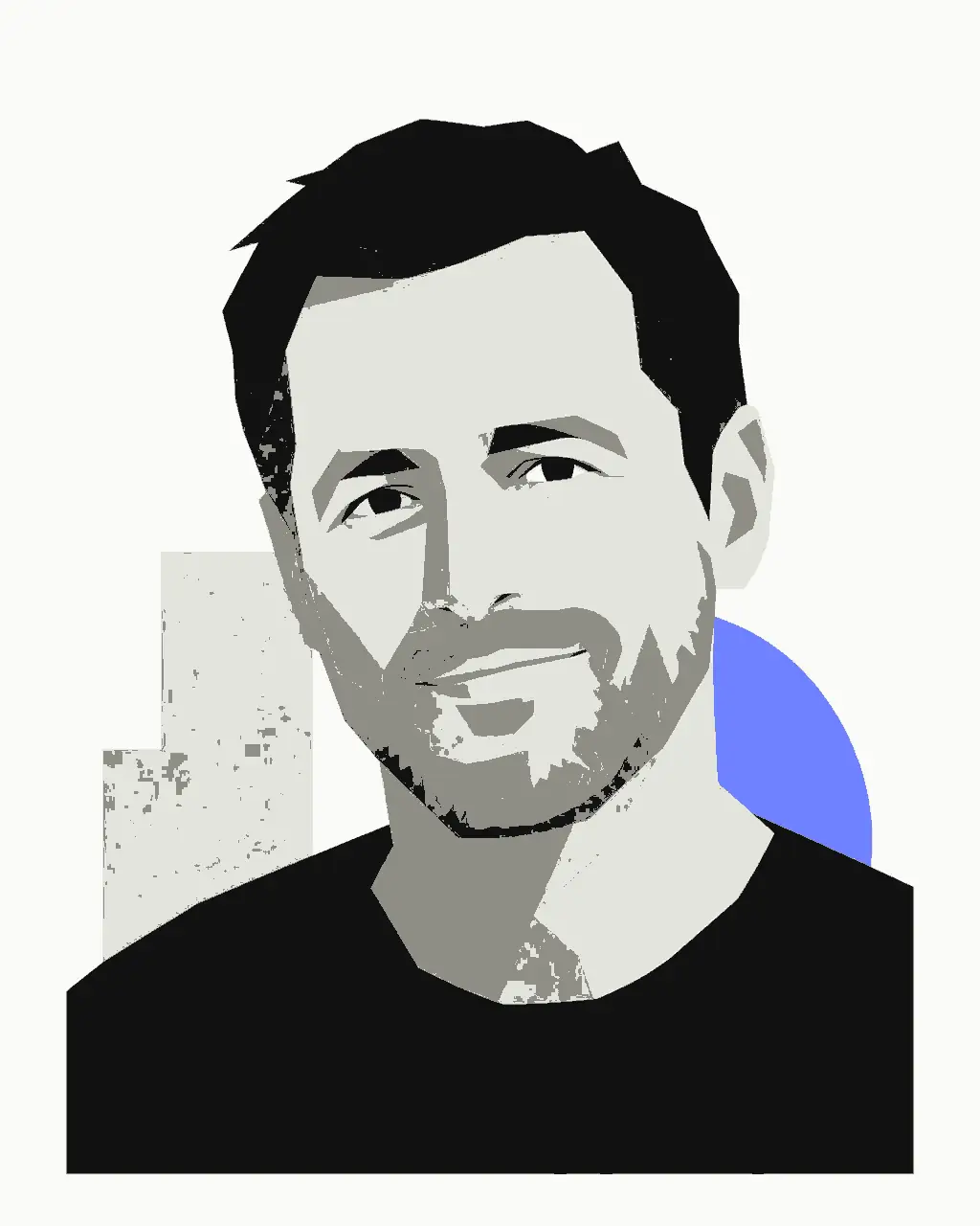 Stilisiertes Porträt von Armin Pálfi in der Papier-und-Tusche-Optik der Website